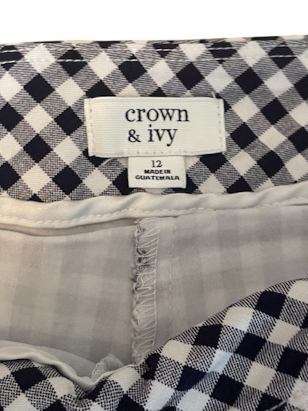 Crown & Ivy Black & White Gingham Tie-Front Mini Skort - Size 12 - Picture 3 of 5